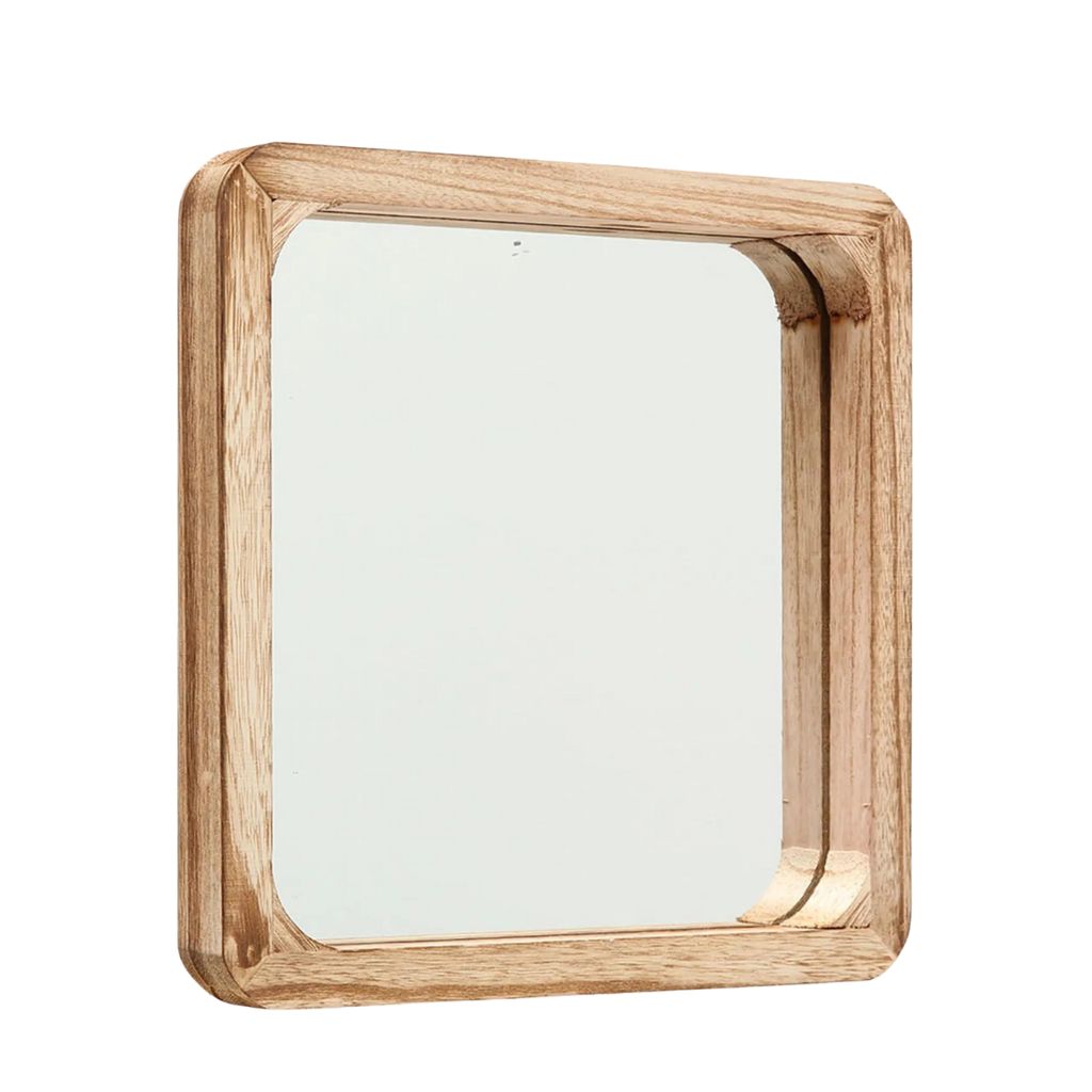 Miroir carre naturel en paulownia 30x30cm - Mambo