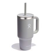 Mug isotherme avec poignée et paille gris 946ml