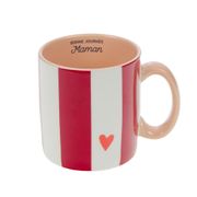 Mug Maman rayé rouge et blanc en porcelaine - Ella