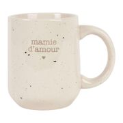 Mug Mamie en grès blanc moucheté 35cl - Bonheur Étoilé
