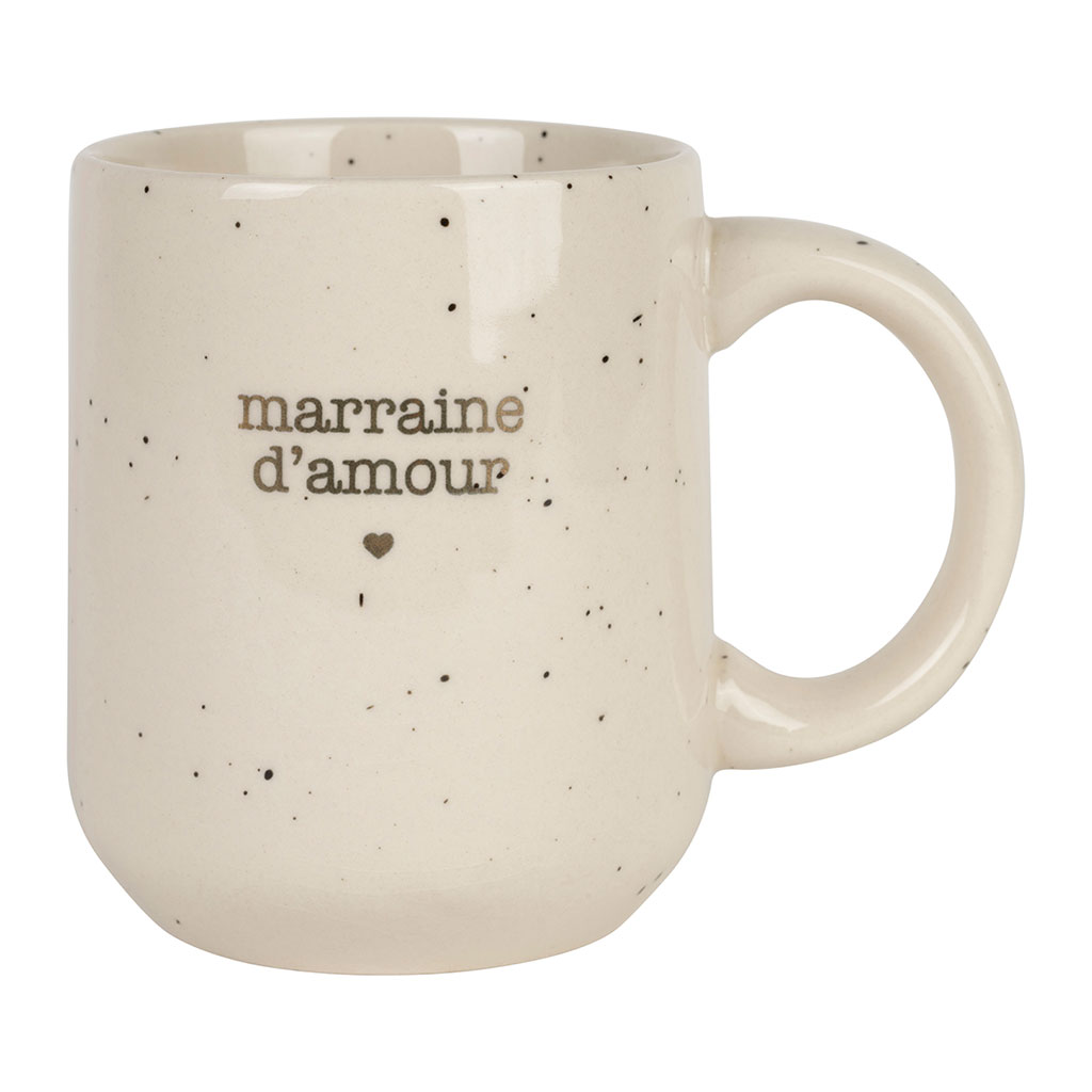 Mug marraine en grès blanc moucheté 35cl