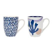 Mugs x2 bleu et parme 37.5cl en porcelaine - funny