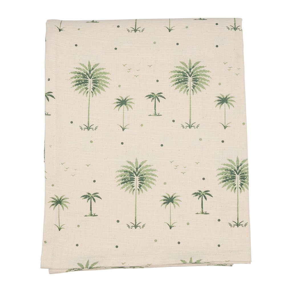 Nappe en coton écru et vert 320x160cm - Paya