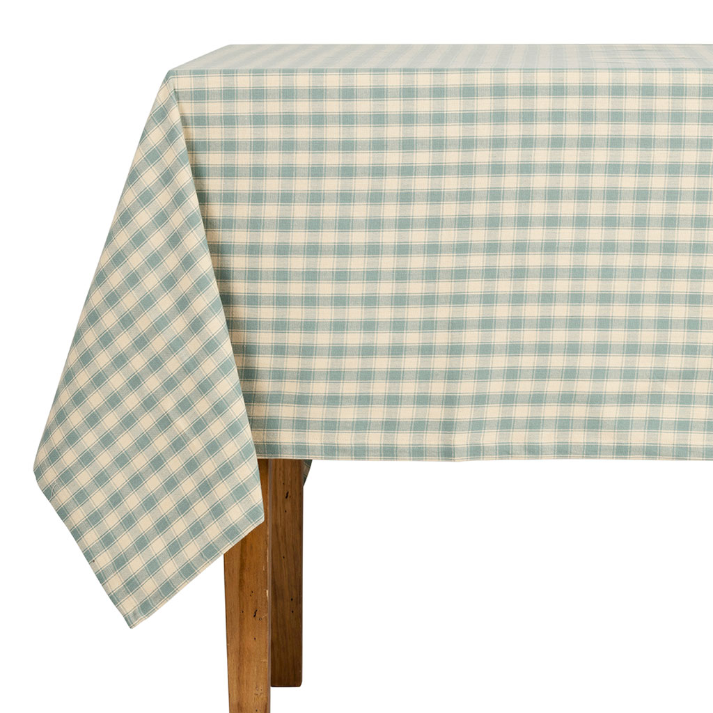 Nappe en coton vichy sauge 250x150cm - Campagne