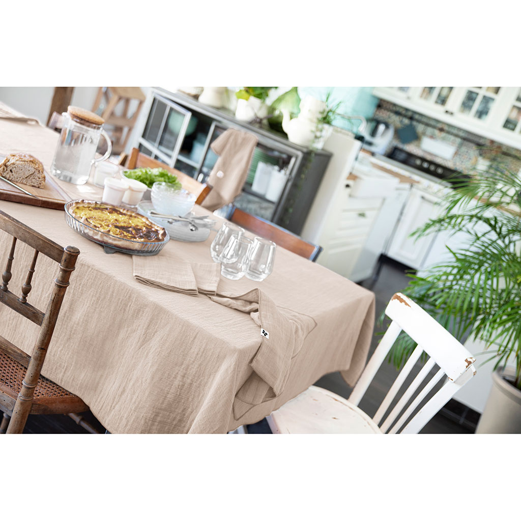 Nappe rectangle en gaze de coton unie pampa 150x250cm - Gaia