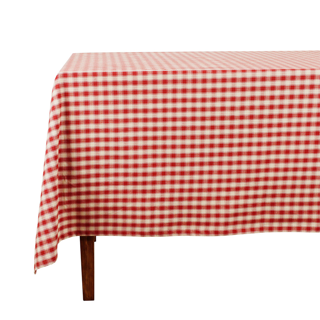 Nappe rectangulaire campagne rouge en coton