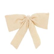 Nœud décoratif en tissu bouclette beige L36cm