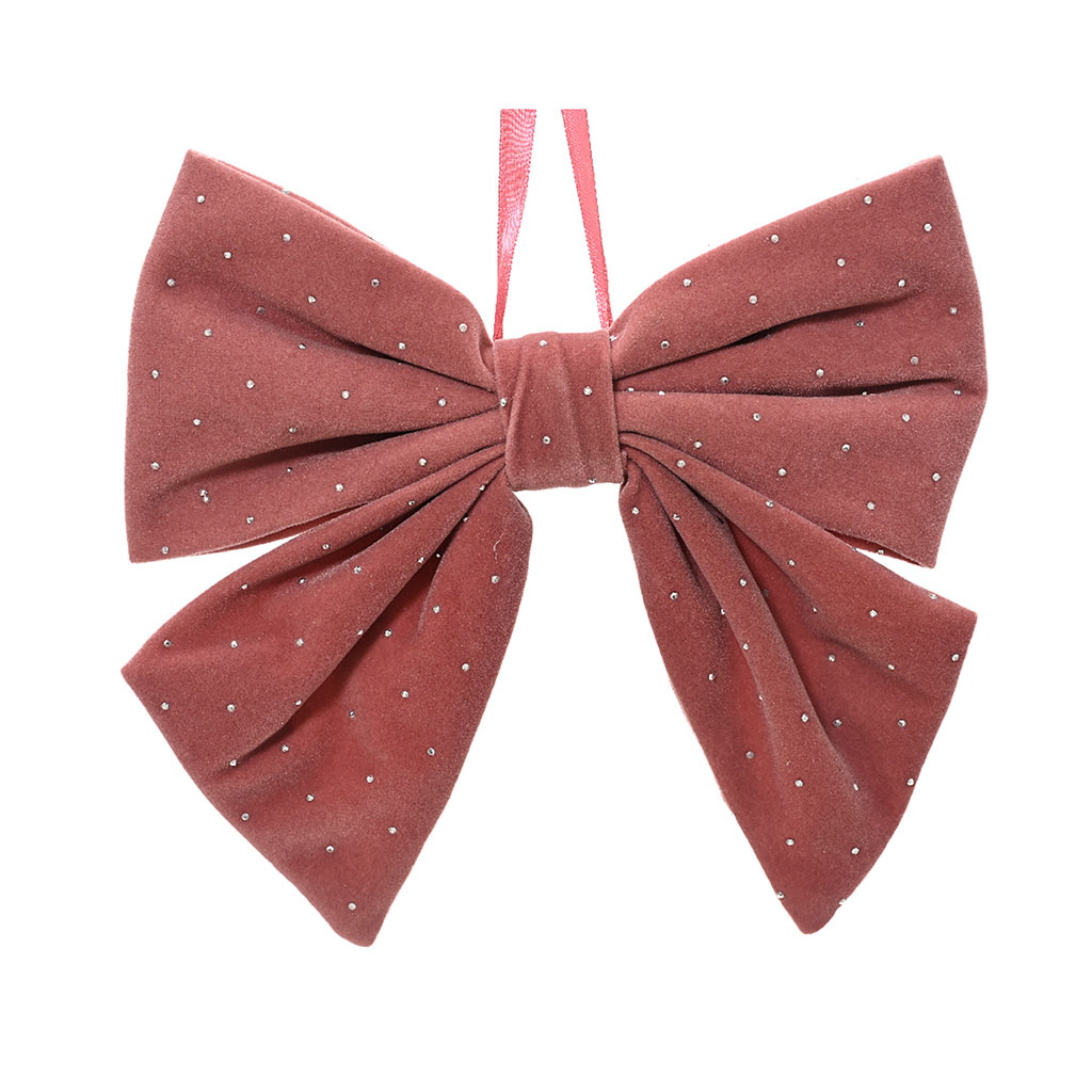 Nœud décoratif en velours en tissu rose L20cm