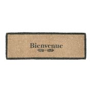 Paillasson "Bienvenue" en fibre de coco naturel et gris 120x40cm