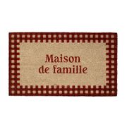 Paillasson damier naturel et rouge 73x43cm en coco - la campagne
