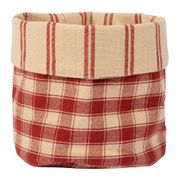 Panière damier rouge d15xh18cm en coton - la campagne