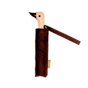 Parapluie compact manche tête de canard marron expresso