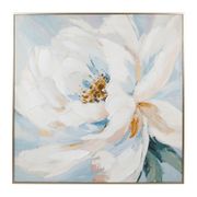 Peinture sur toile pivoine bleu et blanc 90x90cm