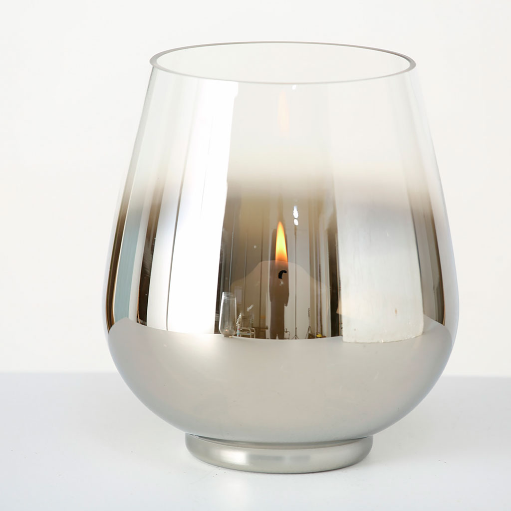 Photophore en verre argent h15cm - Grazia