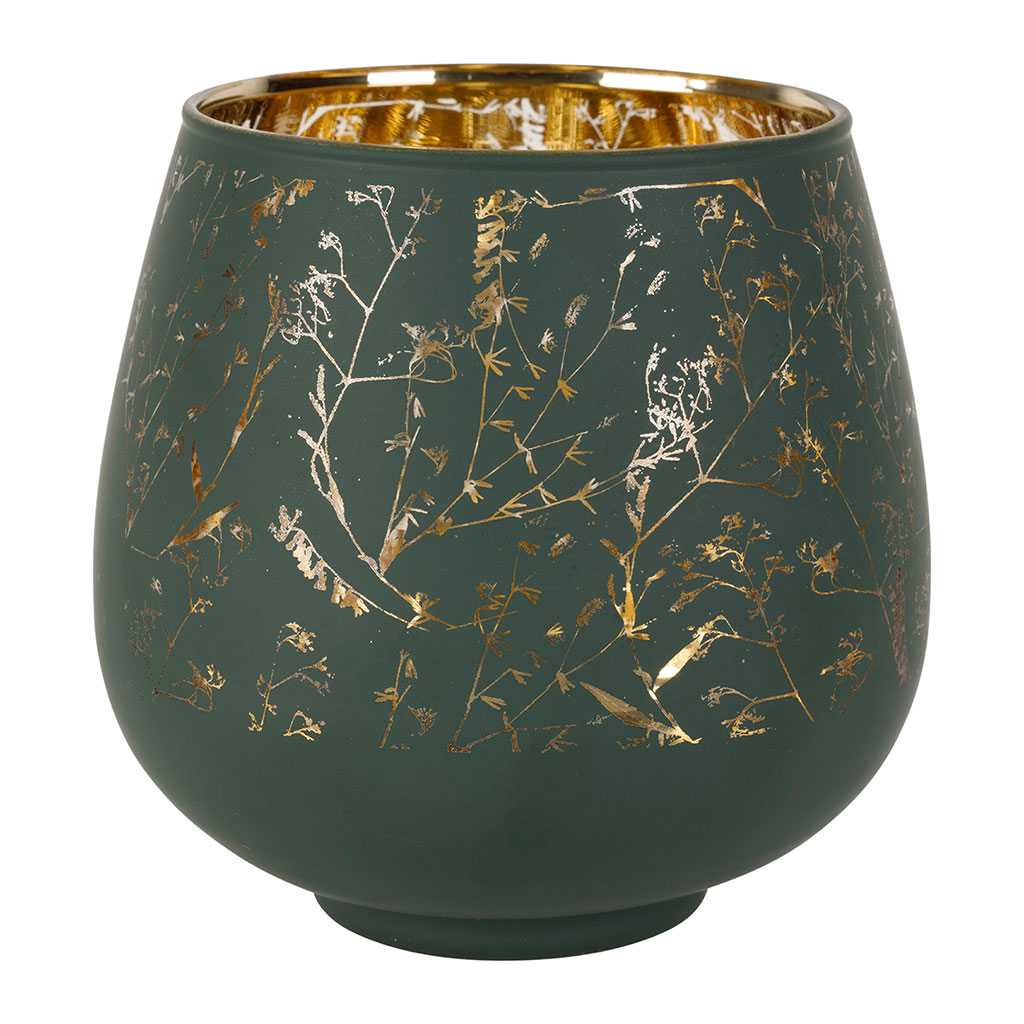 Photophore en verre doré et vert mat h12cm - Blea