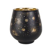 Photophore en verre noir mat et doré h10cm - Astra