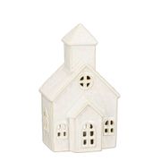 Photophore maison en céramique blanc h20cm