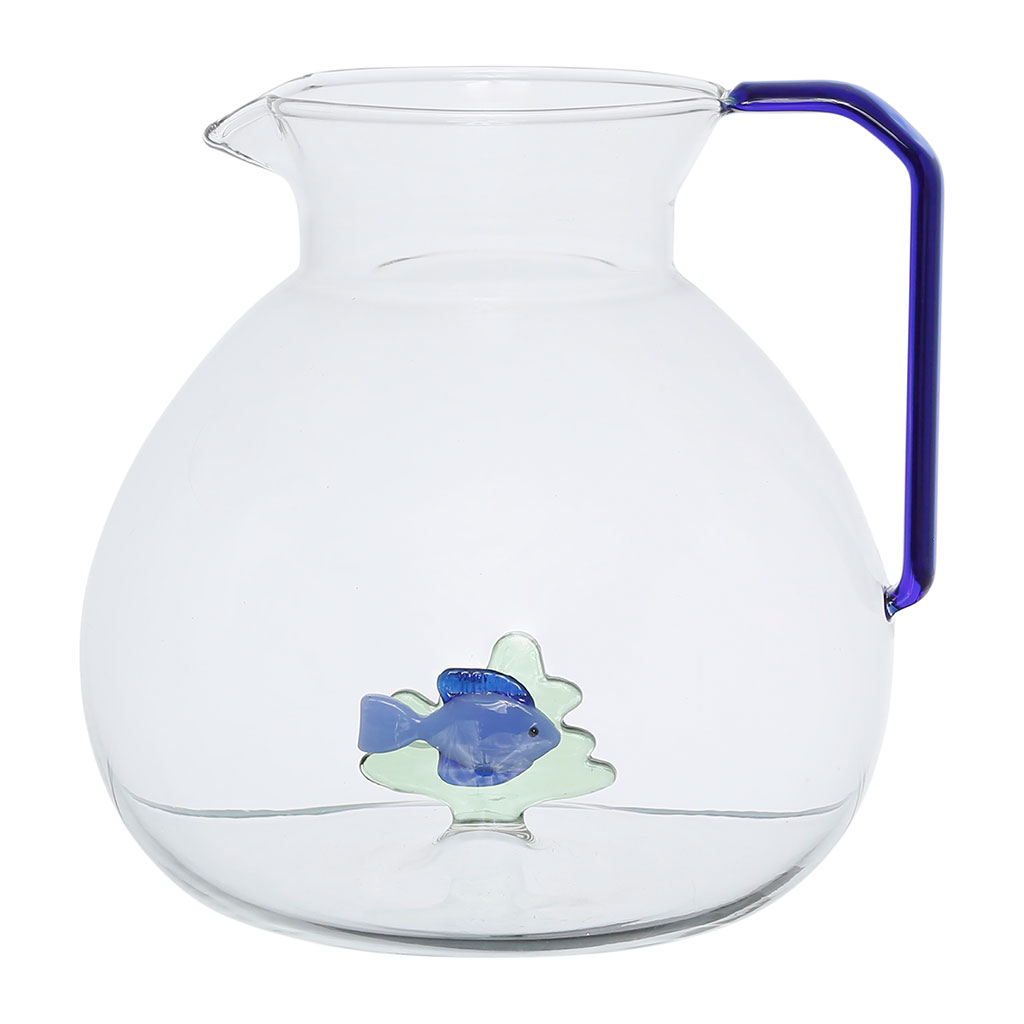 Pichet poisson en verre borosilicate bleu 1.7l - Océan