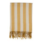 Plaid en tissu rayé jaune et écru 170x130cm - Medi