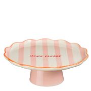 Plat à gâteau en céramique rayé rose d28cm - Mag