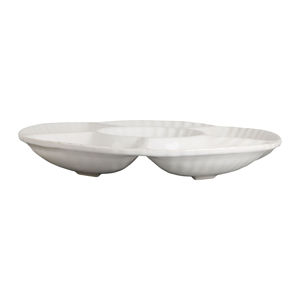 Plat apéritif en faïence blanc d35cm - Cerino