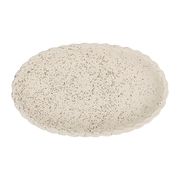 Plat ovale en grès beige 30x18cm - Aurore