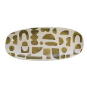 Plat ovale en grès vert et blanc - Ohana