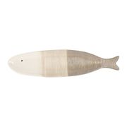 Plat poisson long beige et blanc 41.5x10cm en faience - aquatic