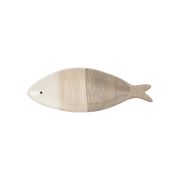 Plat poisson long beige et blanc 26x9cm en faience - aquatic