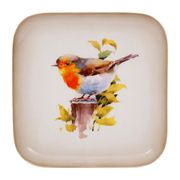 Plateau carré en fer 16x16cm - Rouge-Gorge