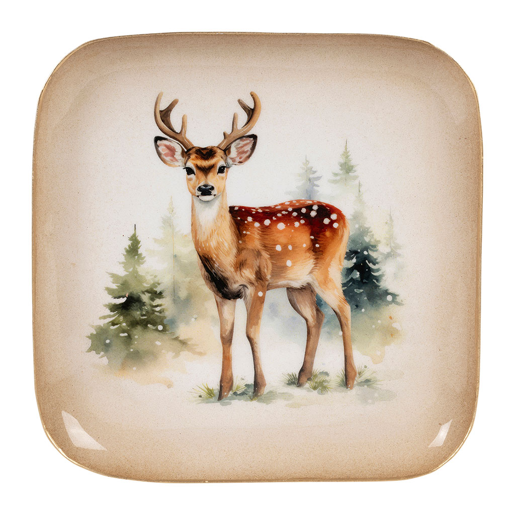 Plateau en fer multicolore cerf - Noel