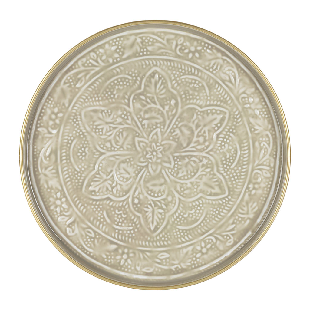 Plateau rond en fer grège d36cm - Arabise
