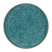Plateau rond en fer turquoise d36cm - Arabise
