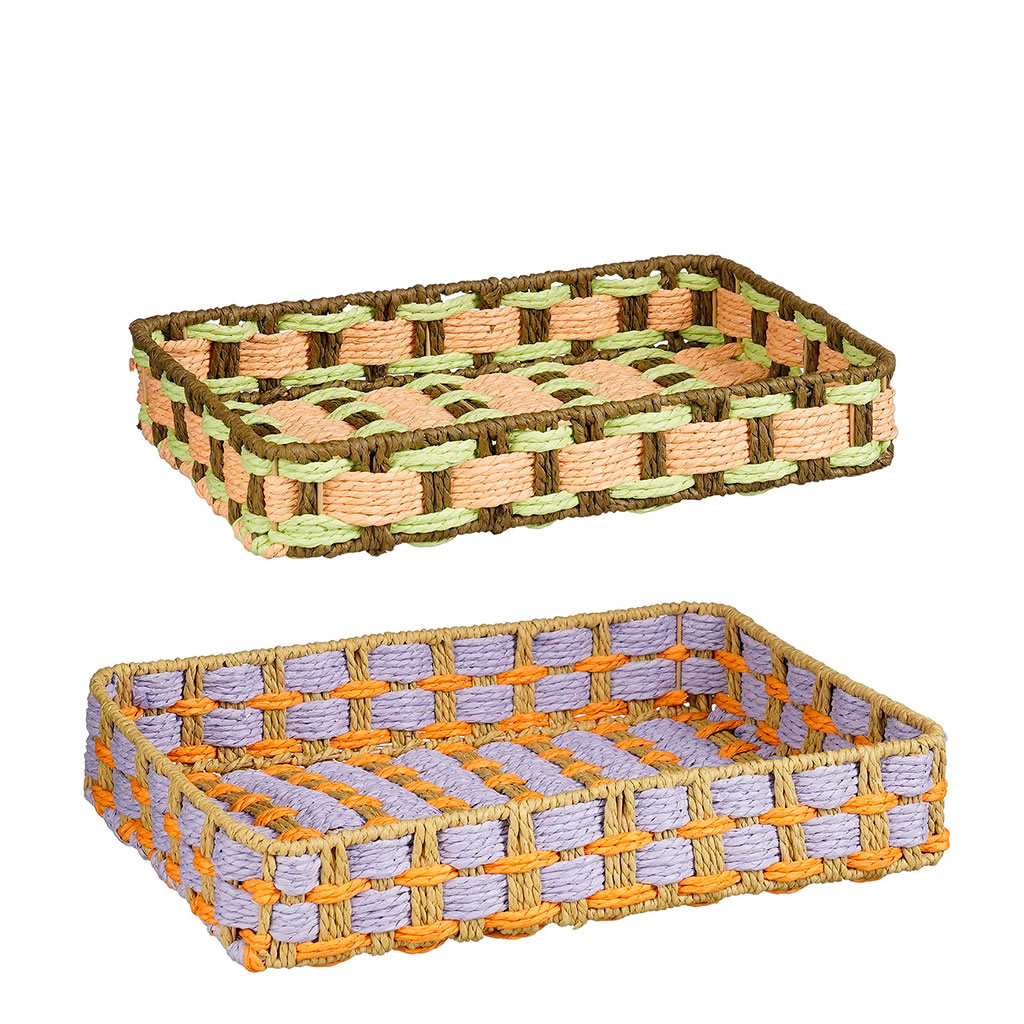 Plateaux x2 en papier rose et lilas