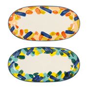 Plats ovales x2 multicolore en grès - belle vie
