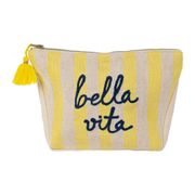 Pochette bordee Bella en coton jaune et bleu - Medi