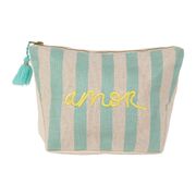 Pochette brodée amor en coton turquoise - Medi