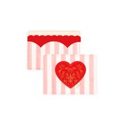 Porte-cartes cœur rayé rose et rouge