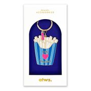 Porte-clés pop corn en émail bleu