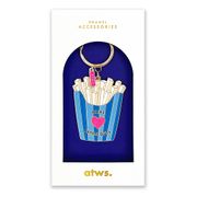 Porte-clés pop corn en émail bleu