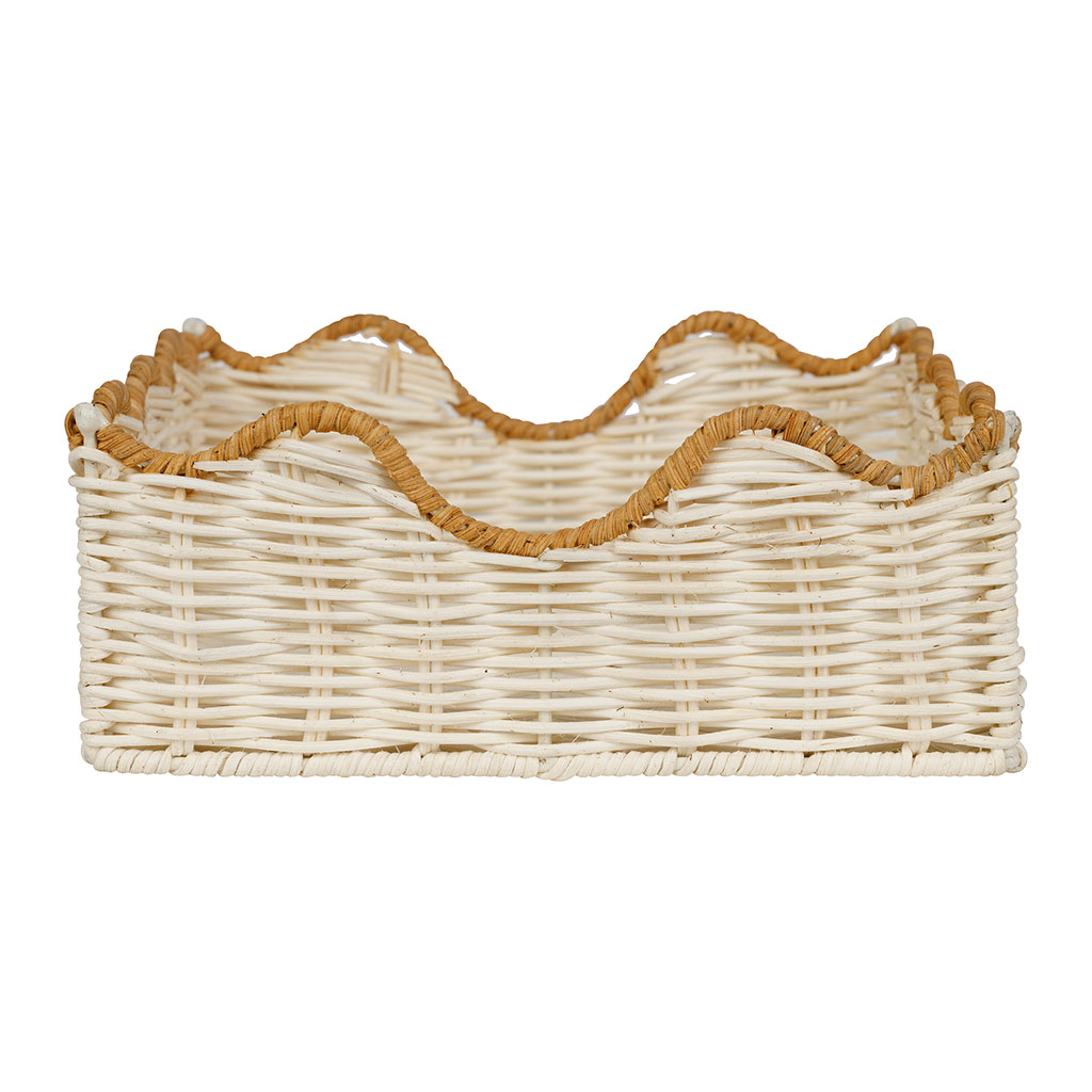 Porte-serviettes en rotin blanc cassé 20x20cm - Fantine