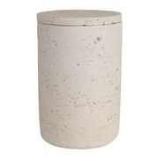 Pot avec couvercle en ciment écru moucheté h16.5cm - Organic