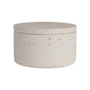 Pot avec couvercle en ciment écru moucheté h6.5cm - Organic