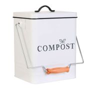 Poubelle à compost en métal blanc 5L
