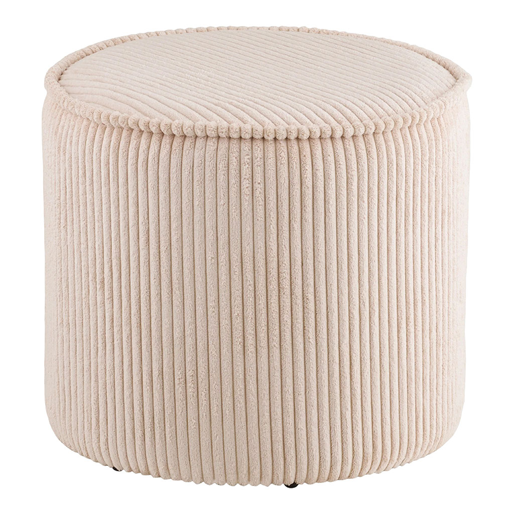 Pouf en tissu côtelé beige  - Will