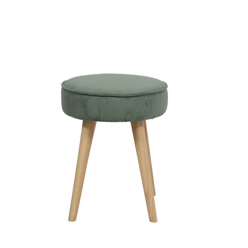 Pouf COZY HOME DELUXE Avec Tabouret - Velours Côtelé Gris Clair - 100x88x80 Cm - Confort Maximal
