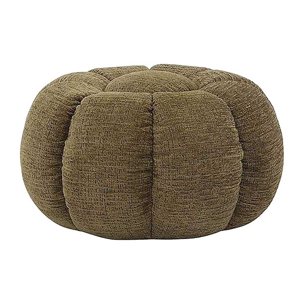 Pouf rond en tissu vert olive - Aniak