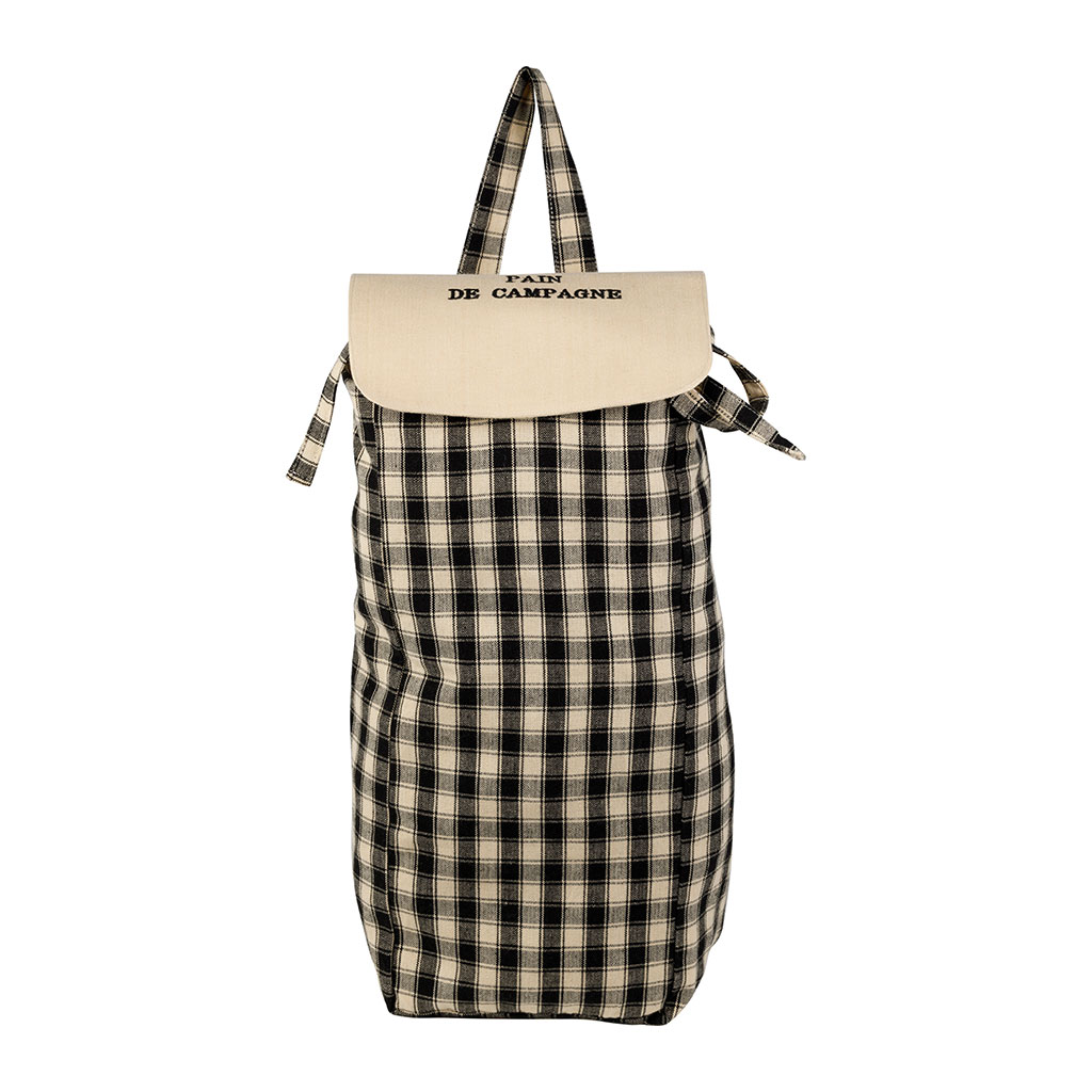 Sac à pain en coton damier noir - Campagne