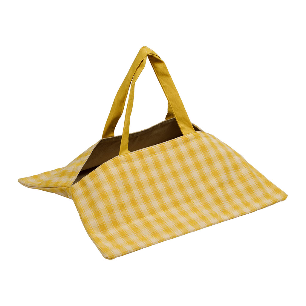 Sac à tarte à carreaux en coton jaune 40x40cm - Campagne