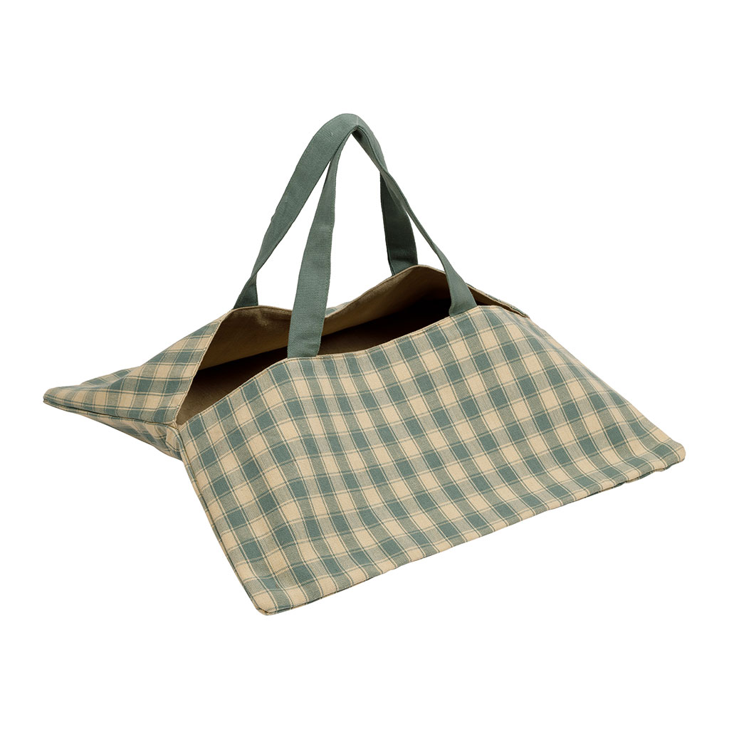 Sac à tarte à carreaux en coton sauge 40x40cm - Campagne